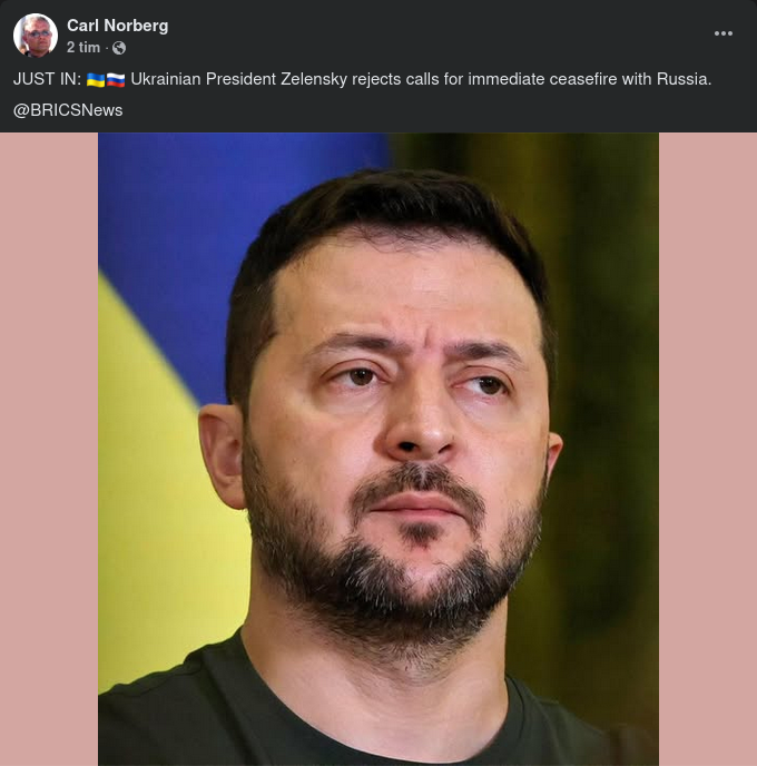 Zelensky Nekar Eld Upphör