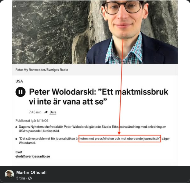 Agendasättande Wolodarski Orolig För Pressfrihet & Oberoende Journalistik