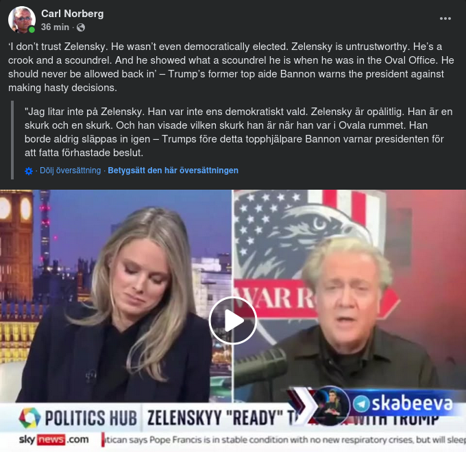 Bannon Litar Inte På Zelensky