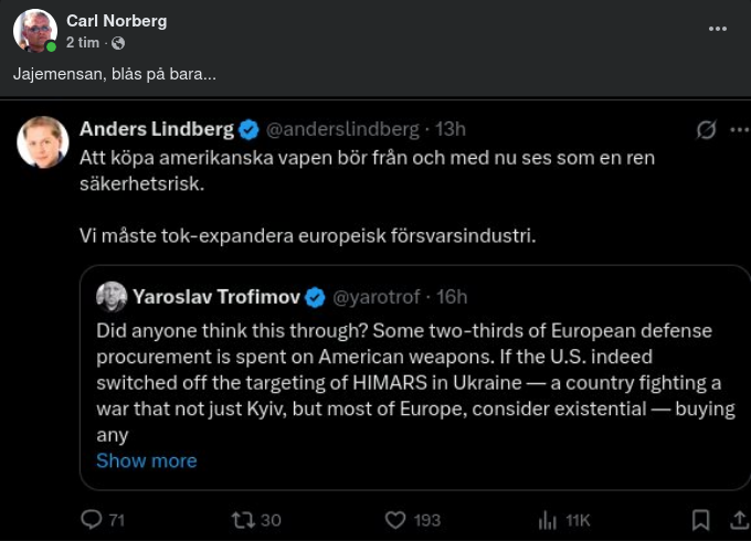 Ormtunga Blåser På För Tok-Expandering Av Europeisk Försvarsindustri