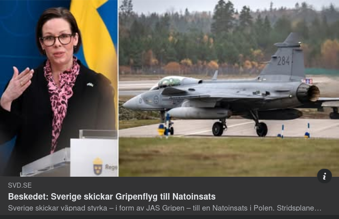 Sverige Skickar JAS-Gripen Till Polen