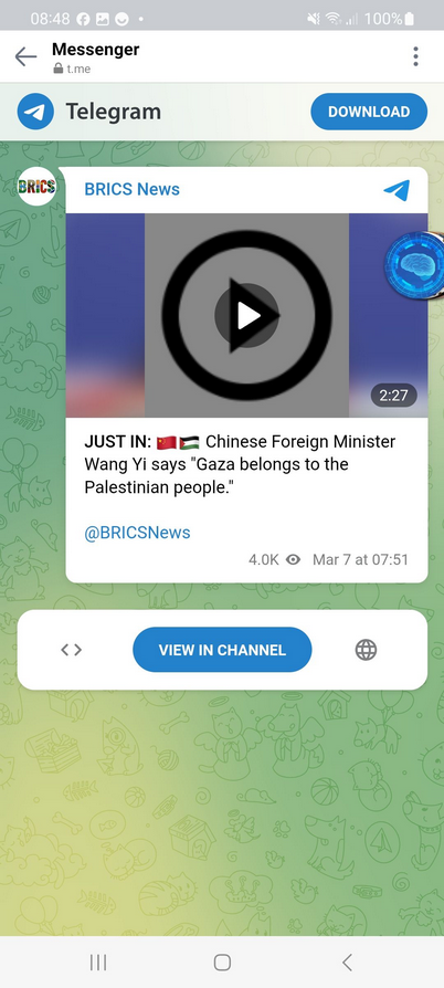 Kina: Gaza Tillhör Palestinerna