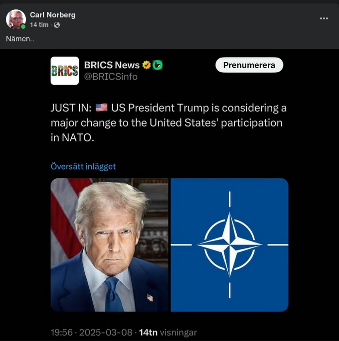 Trump Funderar På USA & Nato..