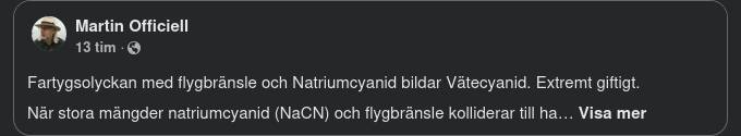 Fartygsolycka Med Flygbränsle & Natriumcyanid I Nordsjön