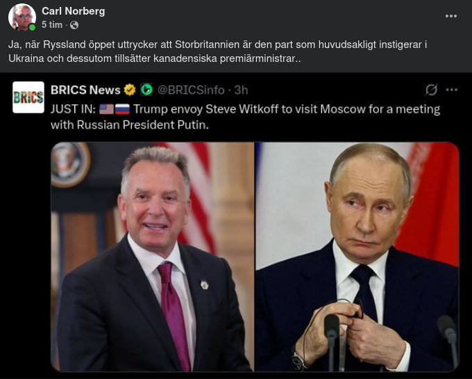 Trump-Sändebud Möter Putin I Moskva