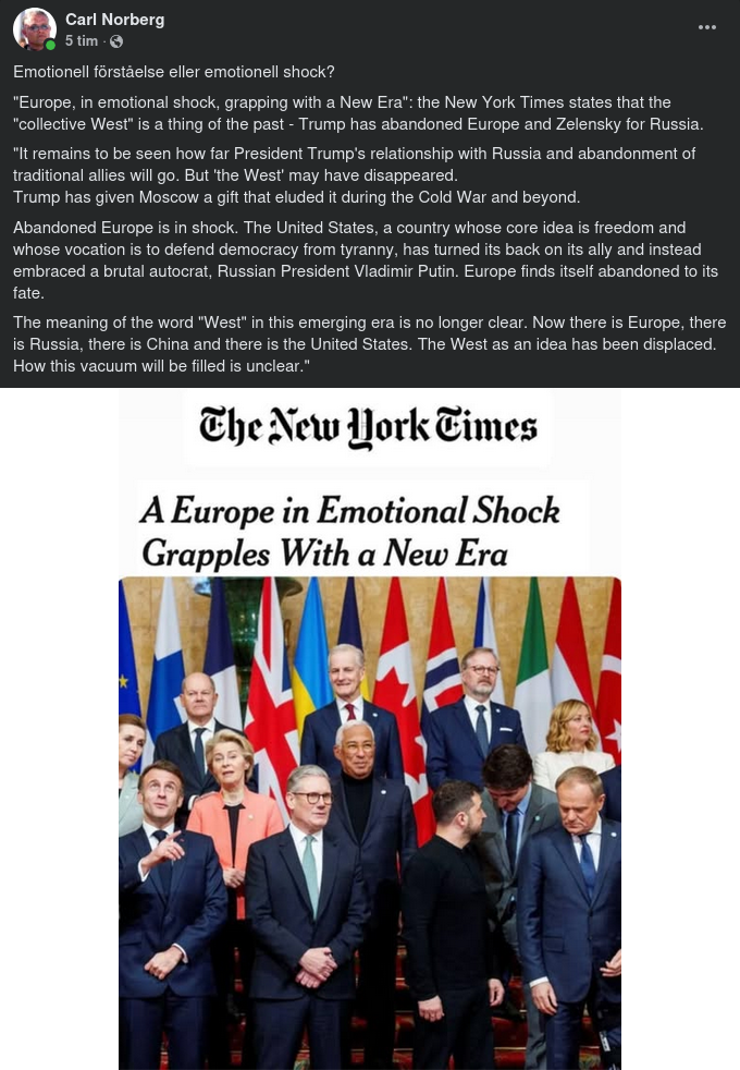 Känslochockat Europa I New York Times
