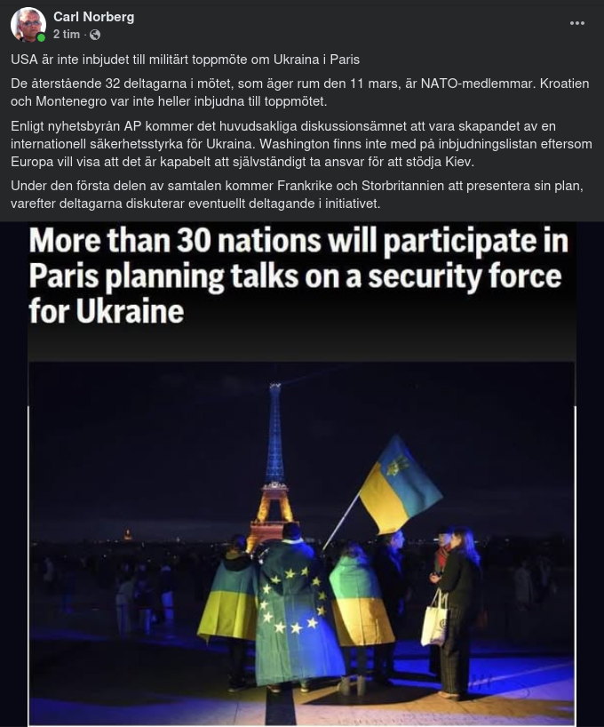 32 Möts Om Ukraina I Paris Utan USA