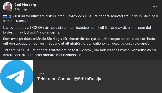 OSSE:s Generalsekreterare På Besök I Moskva Hos Lavrov