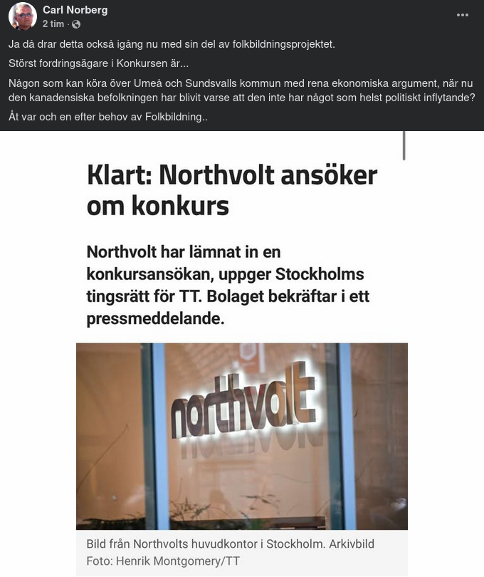 Northvolt Ansöker Om Konkurs