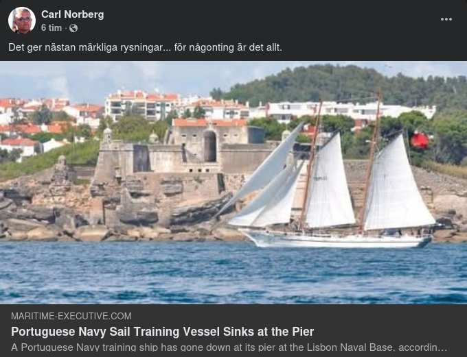 Portugisiskt Skolskepp Sjönk Vid Kaj