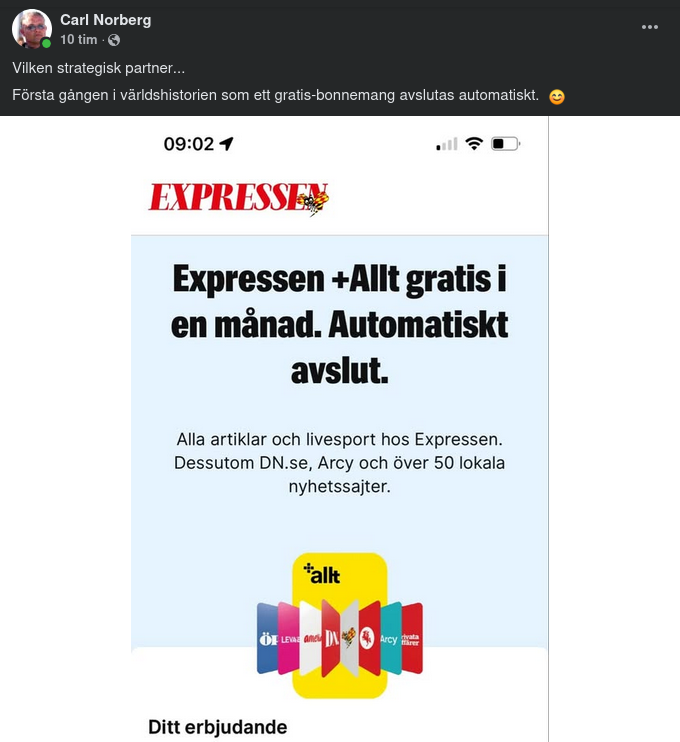 Expressen+  Gratis Med Automatiskt Avslut