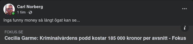 Kriminalvårdspoddkostnad