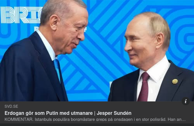 SvD Om Gripandet Av Istanbuls Borgmästare