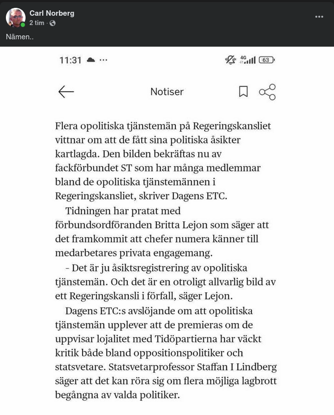 Opolitiska Tjänstemän Politiskt Kartlagda