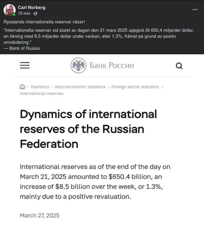Växande Ryska Internationella Reserver