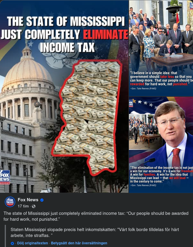 Mississippi Eliminerar Inkomstskatt