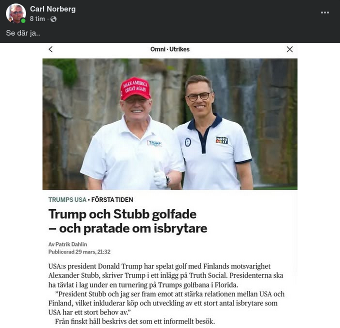 Golf & Isbrytare För Trump & Stubb