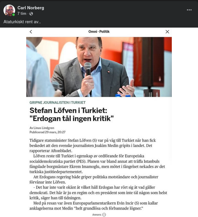 Löfven Om Erdoğans Kritiktålighet