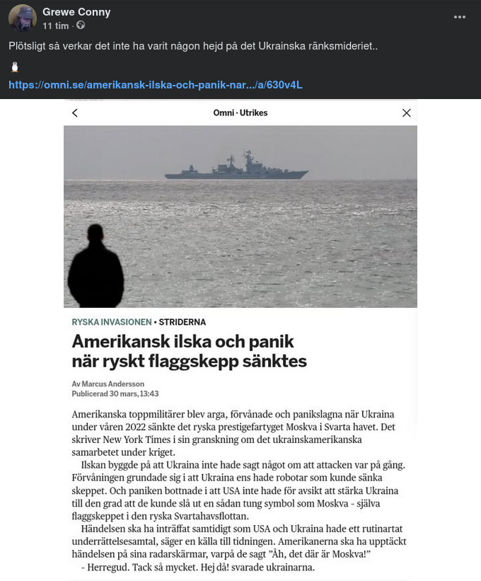 Amerikansk Ilska Över Sänkt Ryskt Flaggskepp