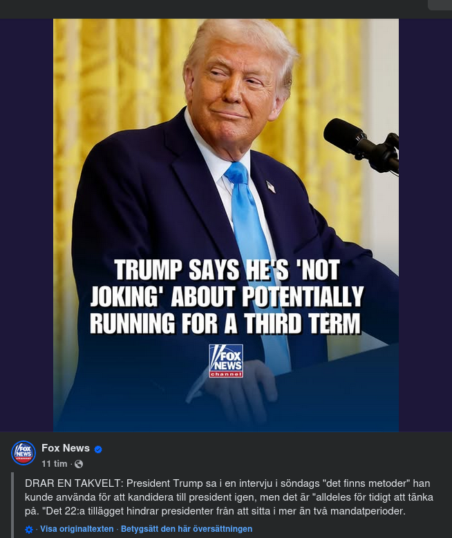 Trump Skämtar Inte Om En Tredje Presidentperiod