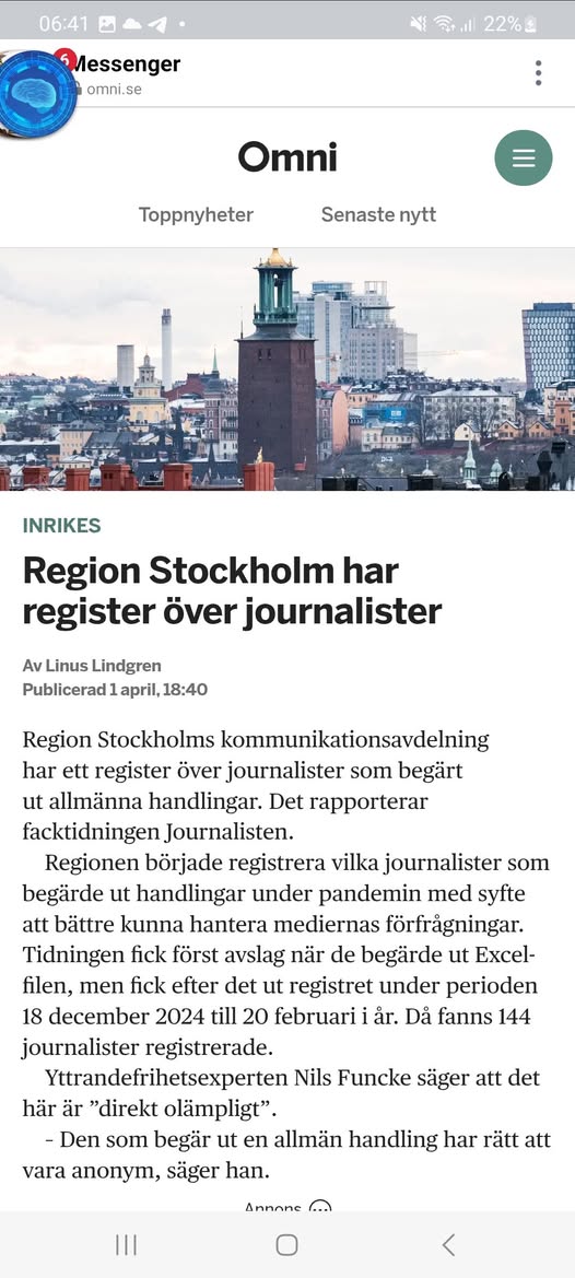 Journalistregister I Region Stockholm