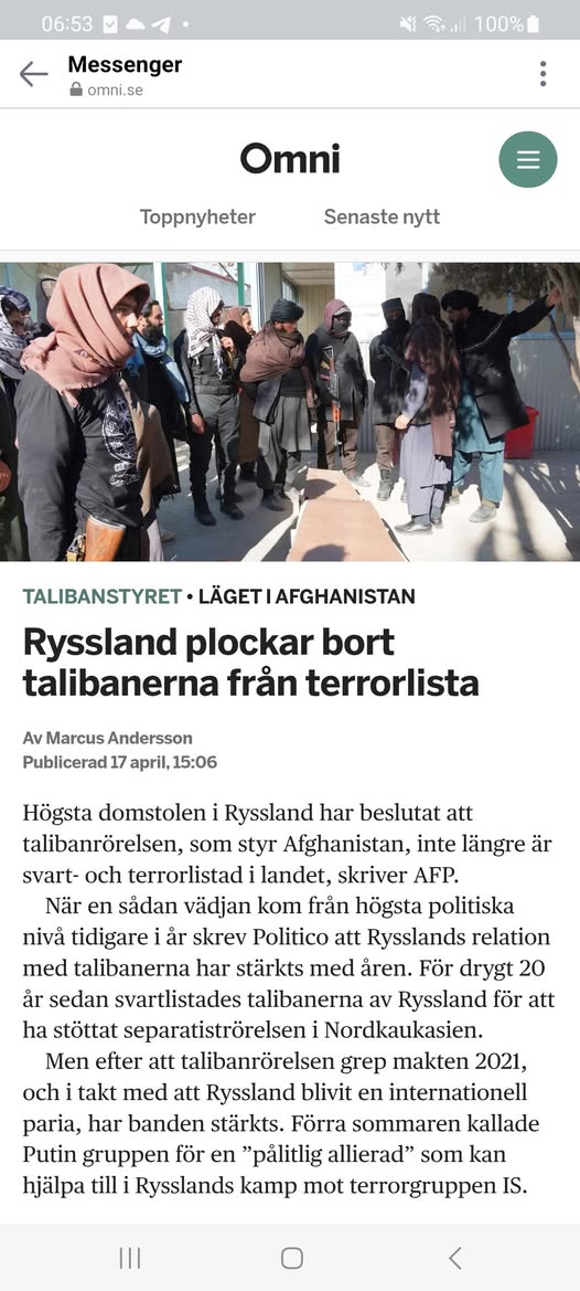 Ryssland Avför Talibanerna Från Terroristlista
