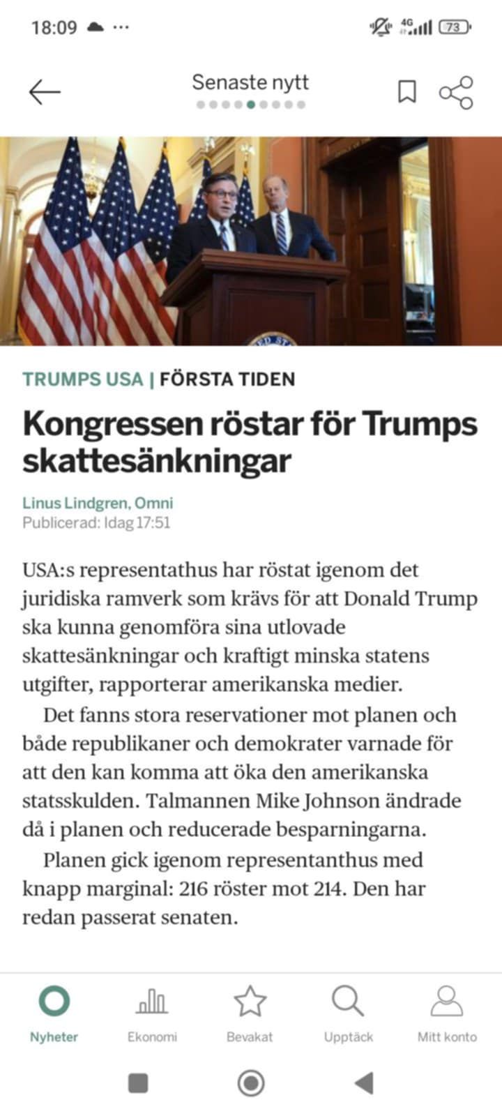 Kongressgodkänt Ramverk För Skattesänkningar