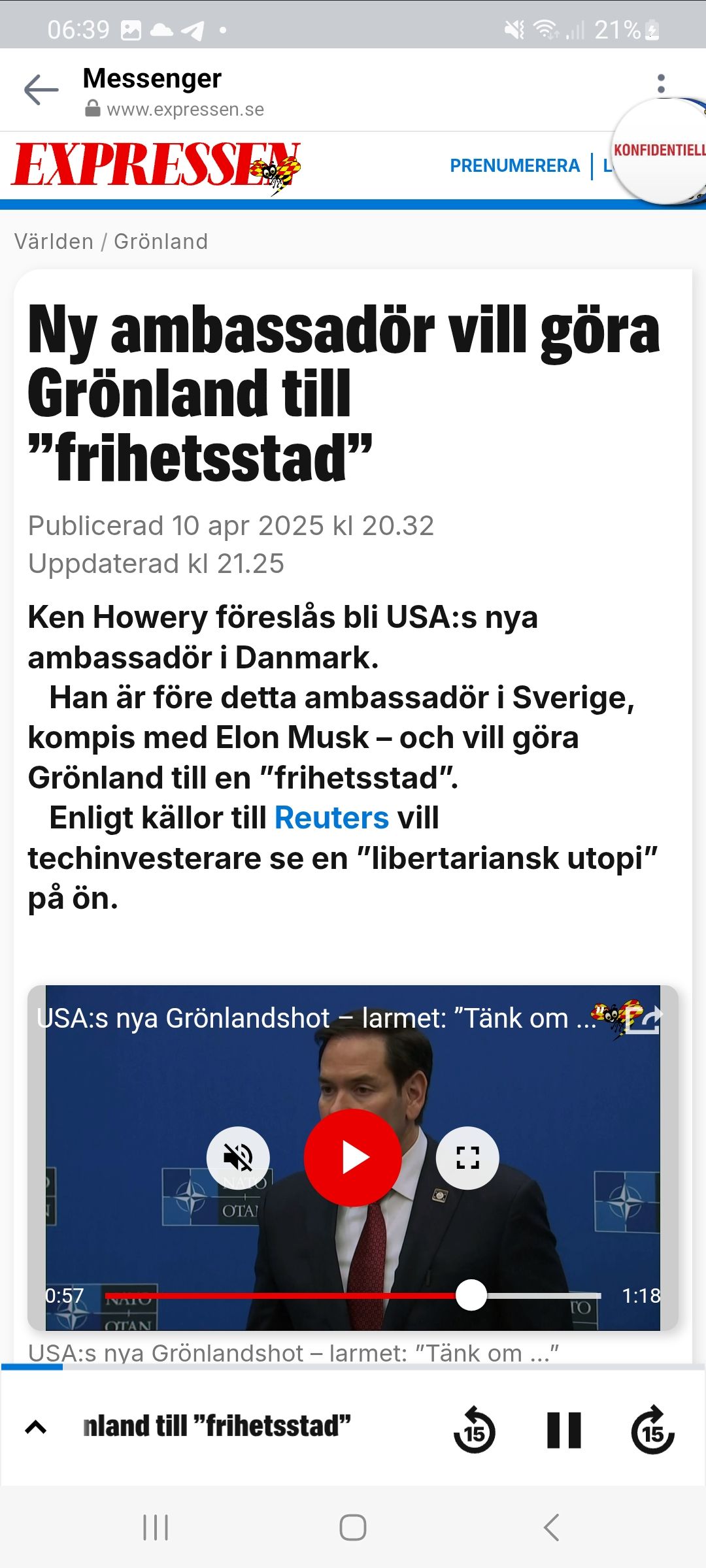Amerikansk Grönlandsvision Från Föreslagen Ambassadör