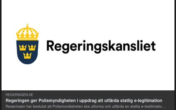 Polisen Får Regeringsuppdraget Att Utfärda Statlig E-Legitimation
