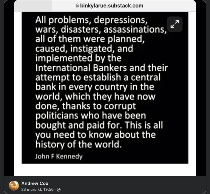 JFK Om Internationella Bankirer