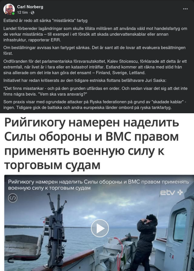 Estland Redo att Sänka "Misstänkta" Fartyg