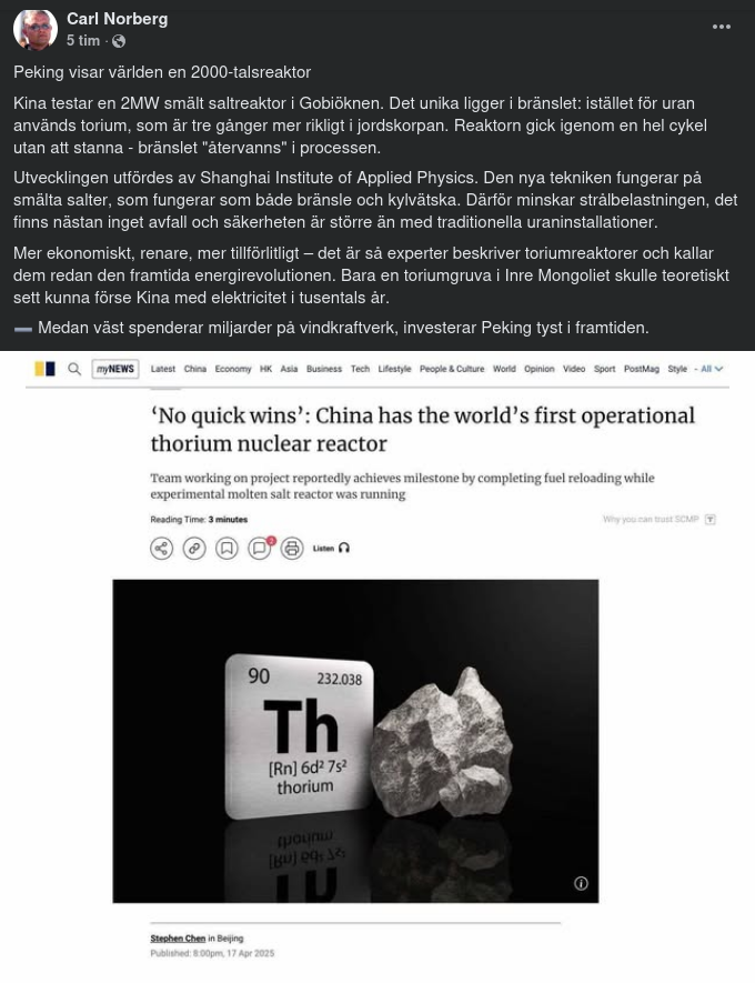 Kinesisk Smältsaltreaktor