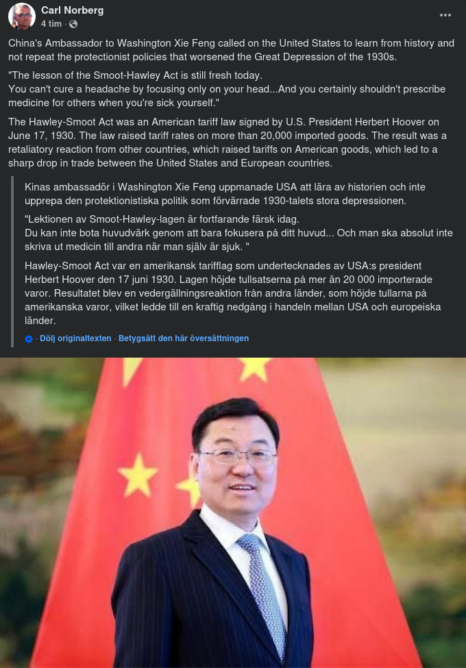 Kina & 30-Talets Tariffhistoria