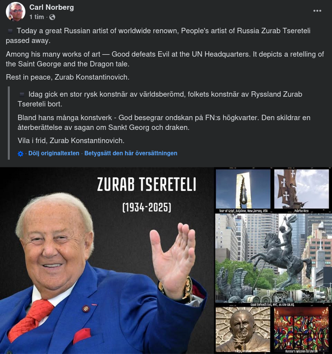 Zurab Tsereteli Avliden