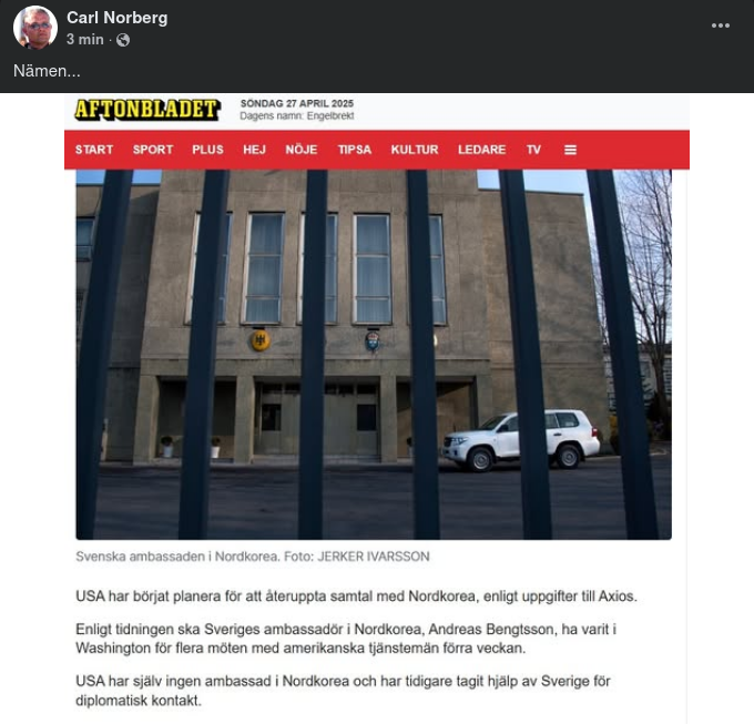 Nordkorea - Sverige - USA