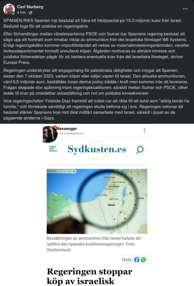 Inga Israeliska Kulor För Spanien