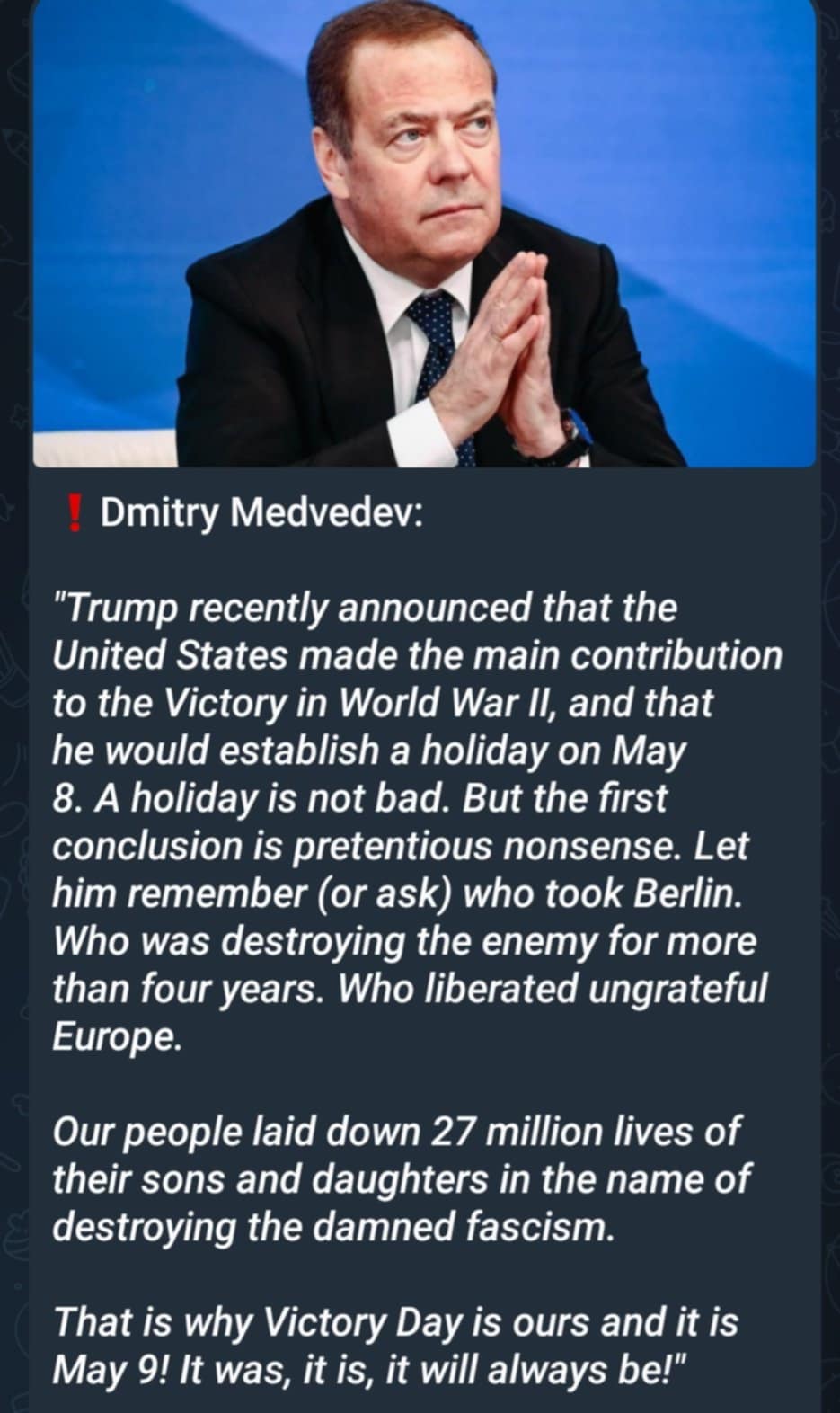 Medvedev Om WWII-Kontribution