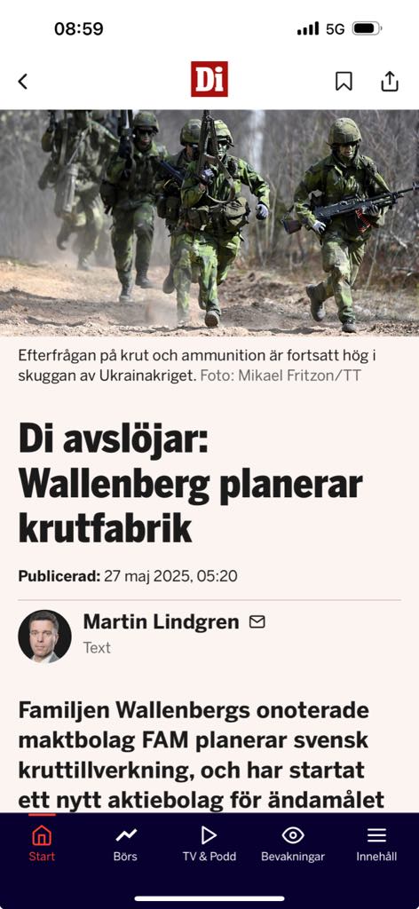 Wallenberg Planerar Krutfabrik