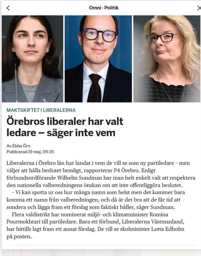 Hemliga Örebro-Liberaler & Svensk Inrikespolitik