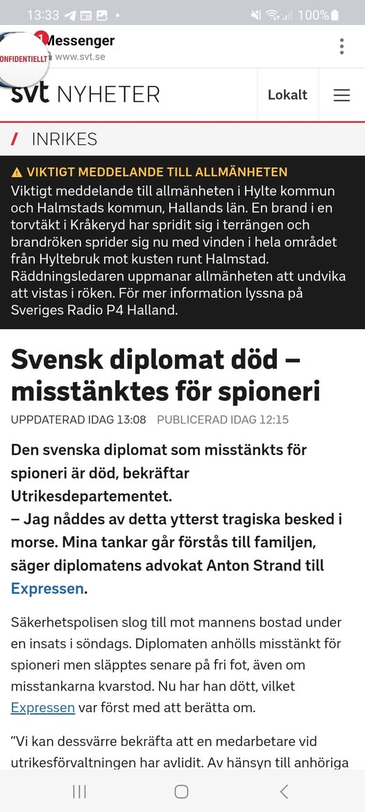 Spionmisstänkt Diplomat Död