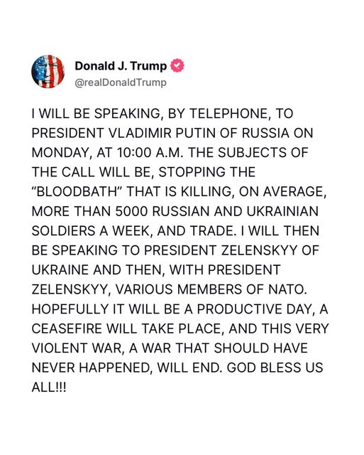 Trump & Putin I Telefon På Måndag