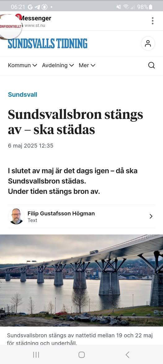 Städningsstängd Sundsvallsbro