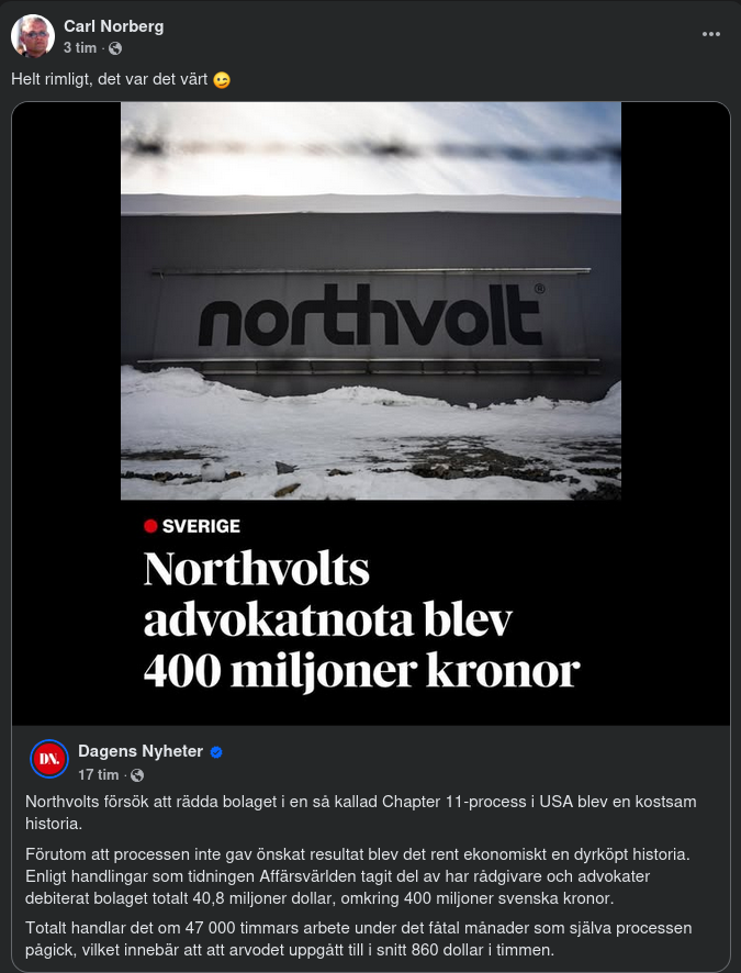 Advokatnota För Northvolt