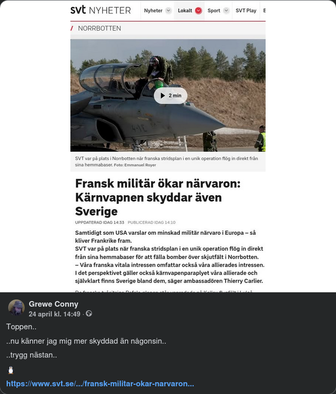 Svenskskyddande Franska Kärnvapen
