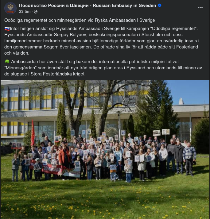Odödliga Regementet & Minnesgården Vid ryska Ambassaden I Sverige