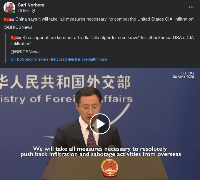 Kinesiska Motåtgärder Mot CIA-Infiltration