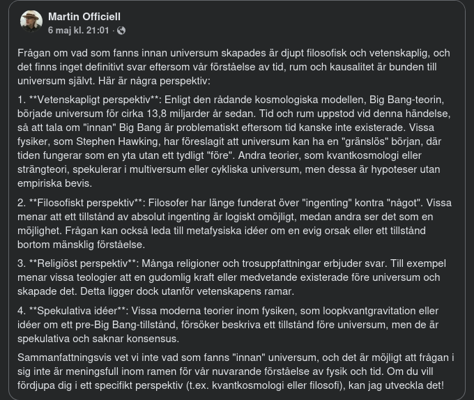 Frågan Om Vad Som Fanns Innan Universum Skapades..