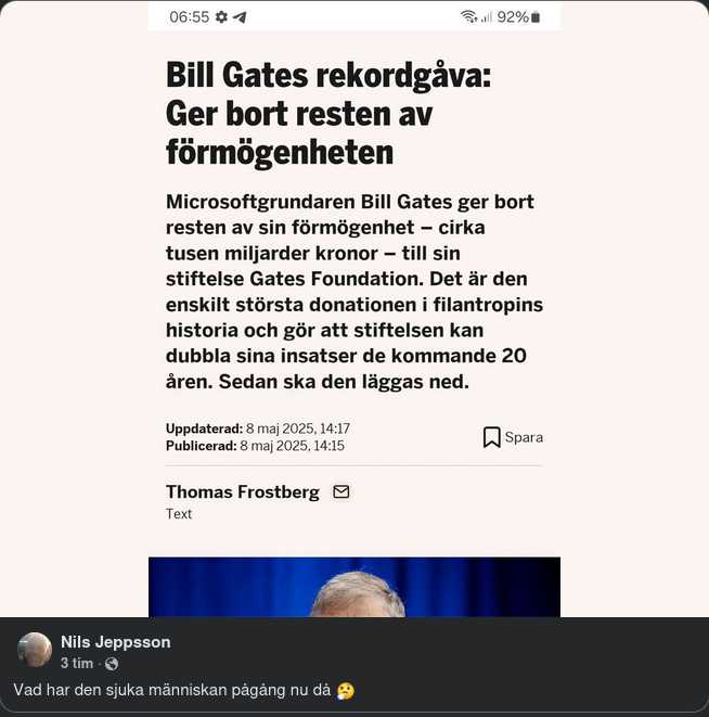 Gates Donerar Resten Av Sin Förmögenhet