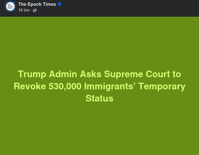 Trumpadministration Begär Återkallande Av Temporär Immigrant-Status