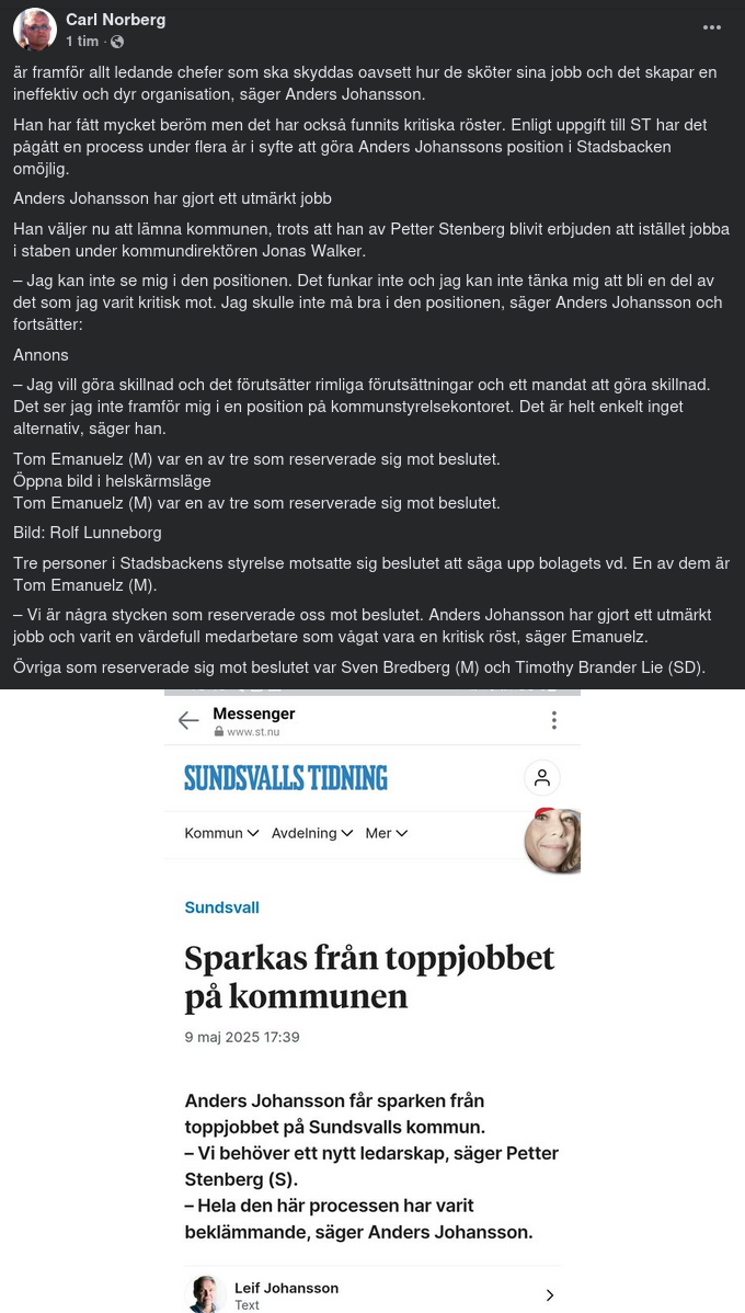 Sparkad Från Toppjobb I Sundsvalls Kommun